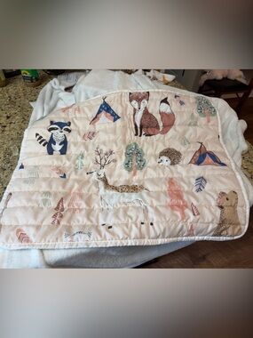 Woodland Animals Quilted child pillow sham - Pink & Cream Huntington Home